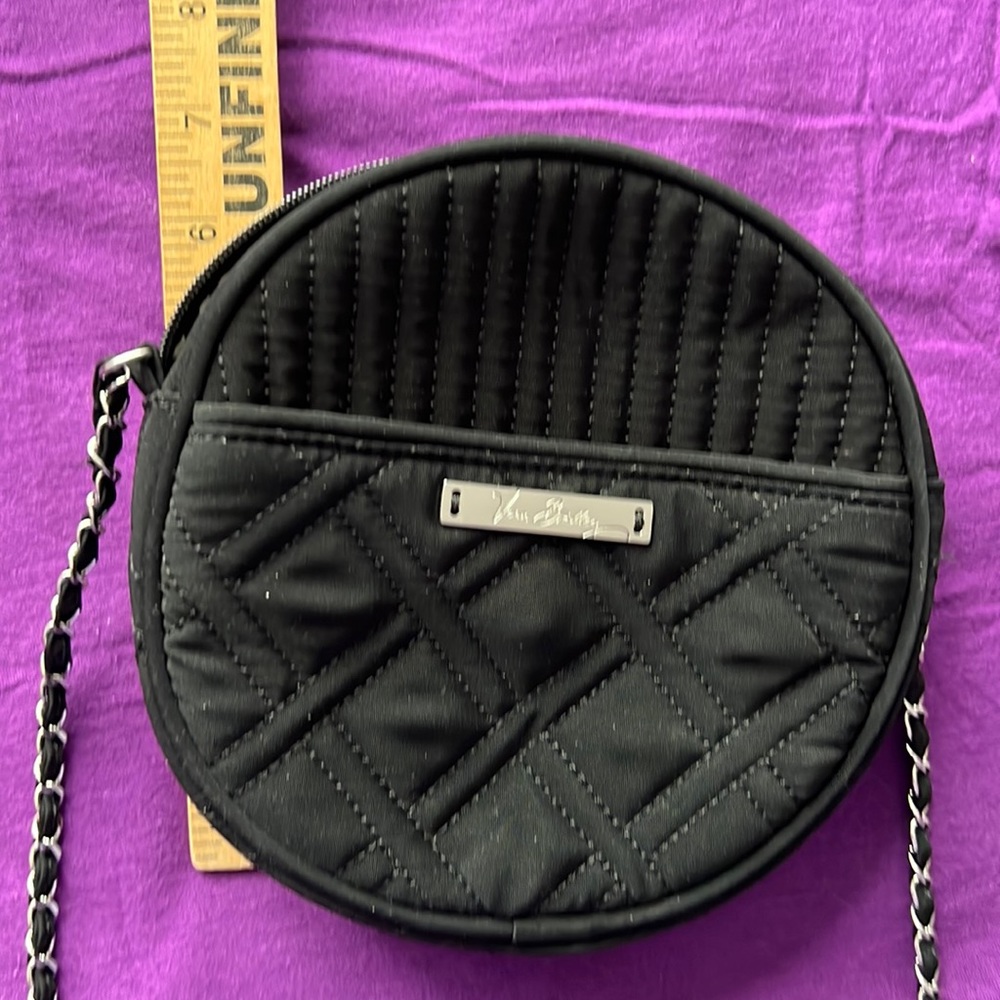 Vera Bradley 7” round black purse.,